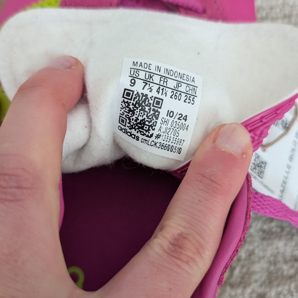 NWT Adidas Gazelle Women's Pink and Lime Platform Sneakers Size 9 - Picture 10 of 16